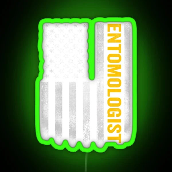 Entomologist Dad American Flag Vintage USA Entomologist RGB Neon Sign