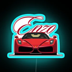 Enzo Exotic Classic Ferrari With Text RGB Neon Sign