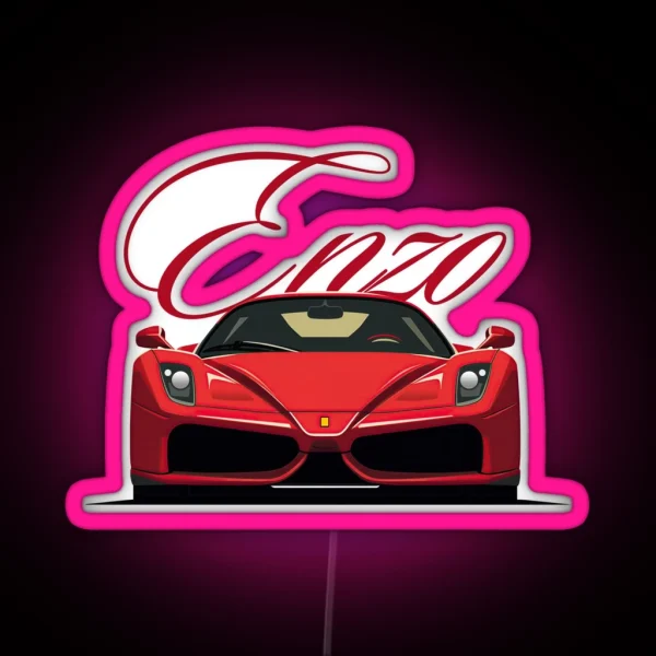Enzo Exotic Classic Ferrari With Text RGB Neon Sign