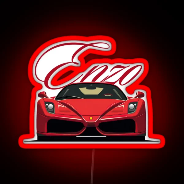 Enzo Exotic Classic Ferrari With Text RGB Neon Sign