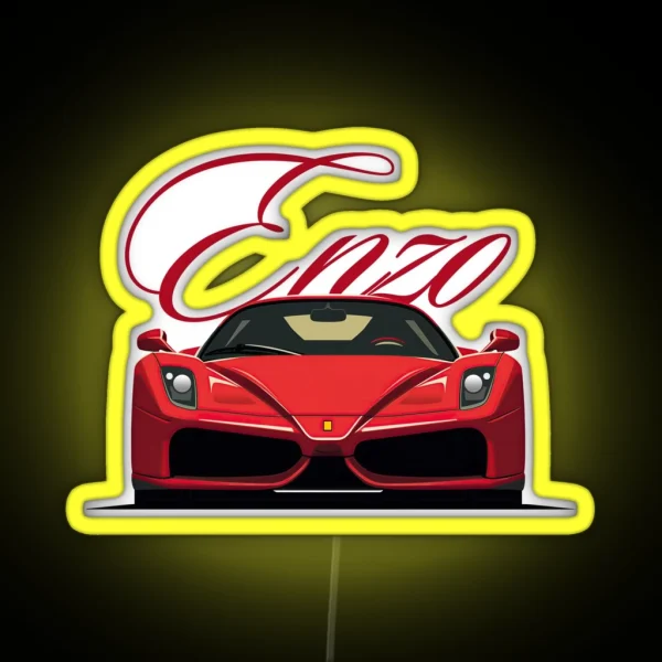 Enzo Exotic Classic Ferrari With Text RGB Neon Sign