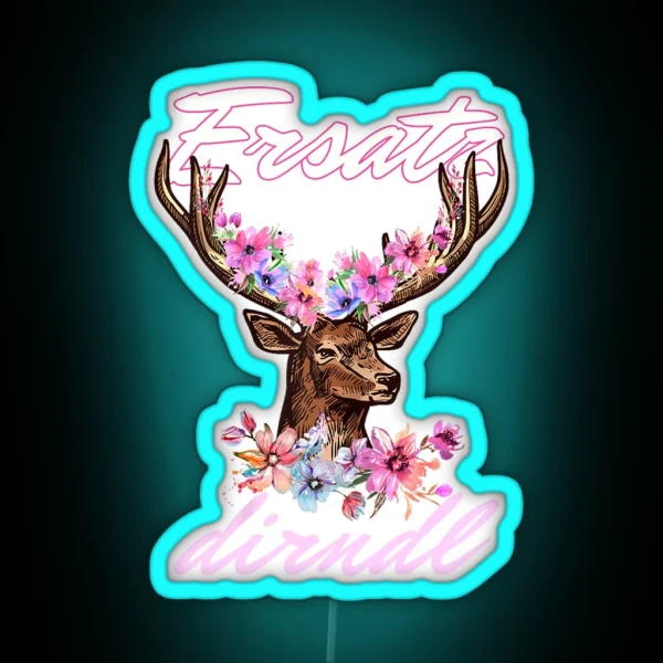 Ersatz Dirndl Traditional Dirndl Deer With RGB Neon Sign
