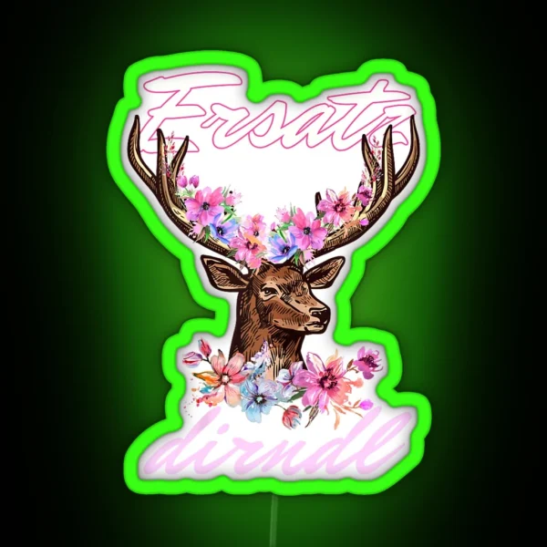 Ersatz Dirndl Traditional Dirndl Deer With RGB Neon Sign