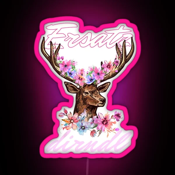 Ersatz Dirndl Traditional Dirndl Deer With RGB Neon Sign