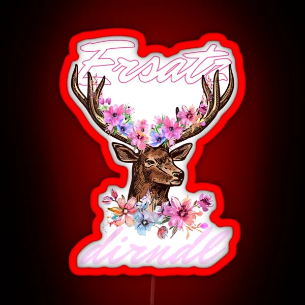 Ersatz Dirndl Traditional Dirndl Deer With RGB Neon Sign