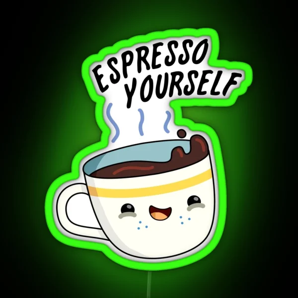 Espresso Yourself Funny Coffee Puns RGB Neon Sign