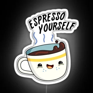 Espresso Yourself Funny Coffee Puns RGB Neon Sign