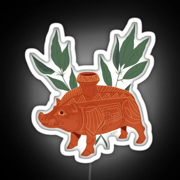 Etruscan Boar Vessel Floral Artefacts RGB Neon Sign