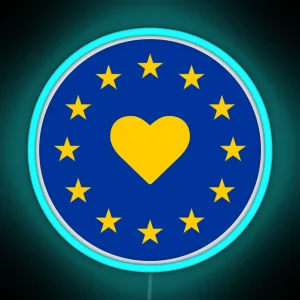 Europe Heart Round RGB Neon Sign