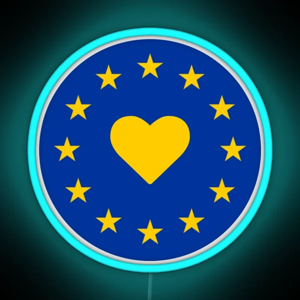 Europe Heart Round RGB Neon Sign