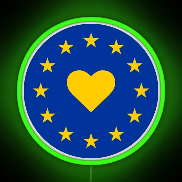 Europe Heart Round RGB Neon Sign