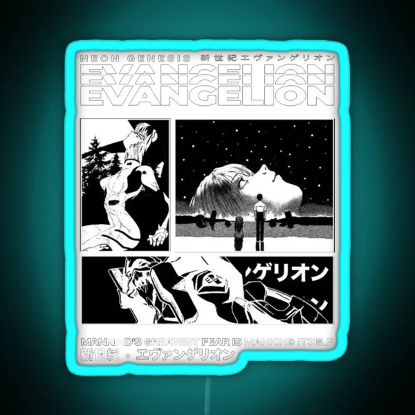 Evangelion Black And White RGB Neon Sign