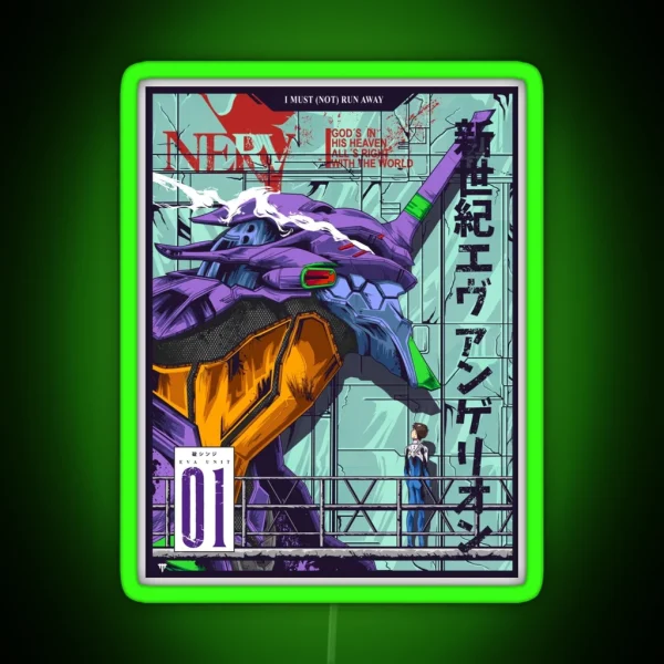 Evangelion EVA 01 Poster Color RGB Neon Sign