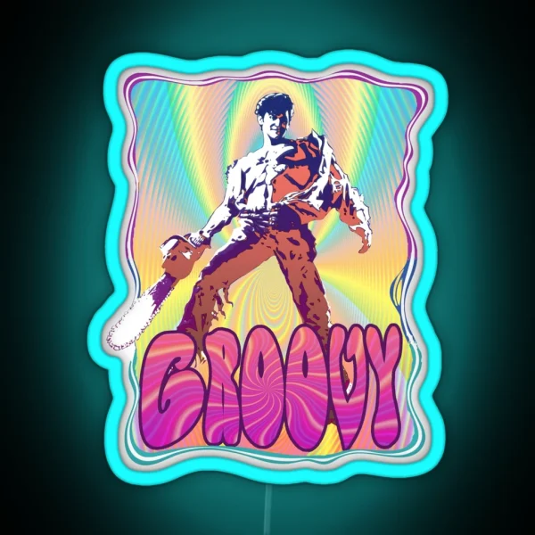Evil Dead Ash Williams Groovy RGB Neon Sign