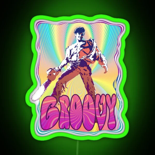 Evil Dead Ash Williams Groovy RGB Neon Sign