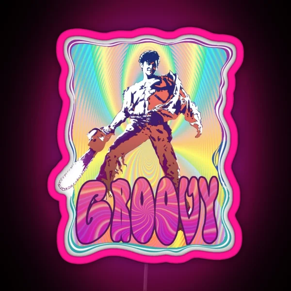 Evil Dead Ash Williams Groovy RGB Neon Sign