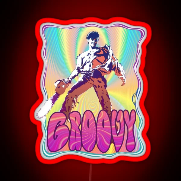 Evil Dead Ash Williams Groovy RGB Neon Sign