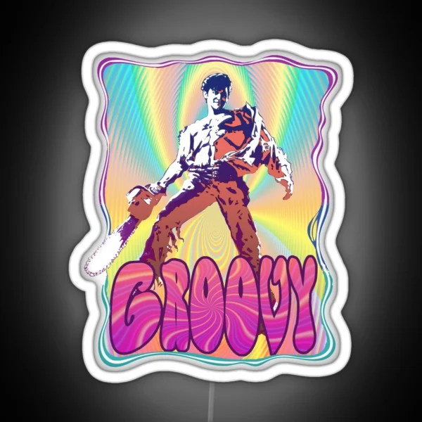 Evil Dead Ash Williams Groovy RGB Neon Sign