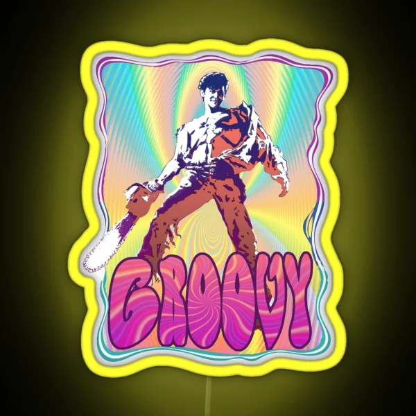 Evil Dead Ash Williams Groovy RGB Neon Sign