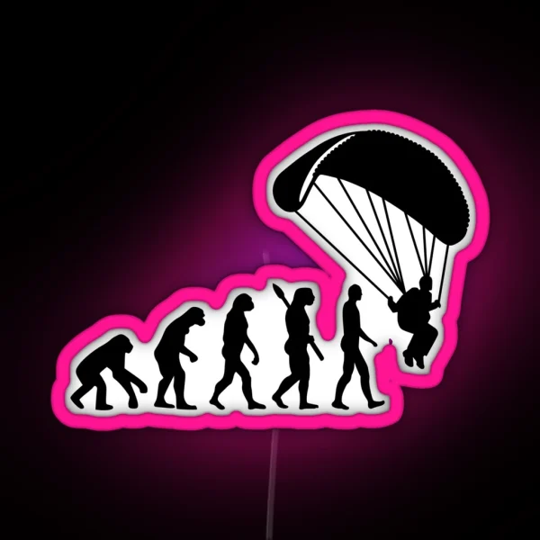 Evolution Skydiving Parachute Jumping RGB Neon Sign