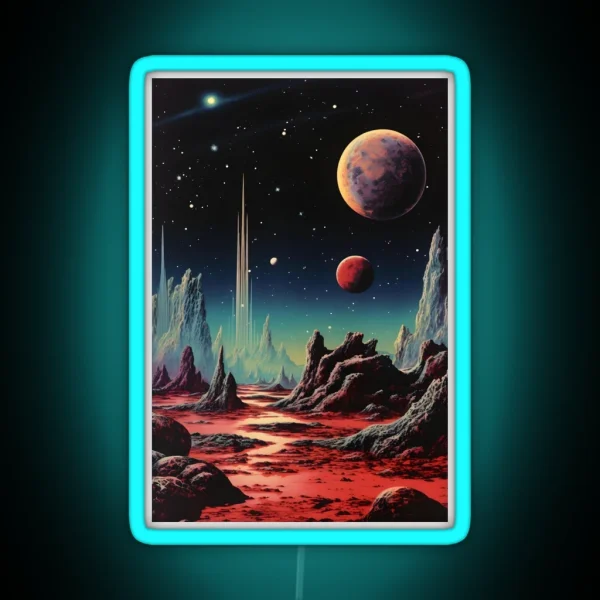 Extraterrestrial Landscape Of Uncharted Planet Surface RGB Neon Sign