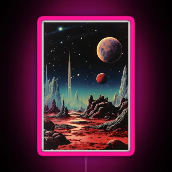 Extraterrestrial Landscape Of Uncharted Planet Surface RGB Neon Sign