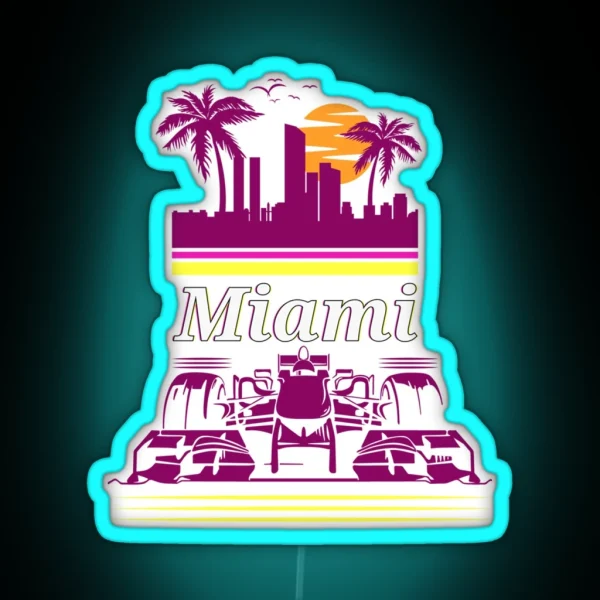 F 1 Miami Gp Aqua RGB Neon Sign