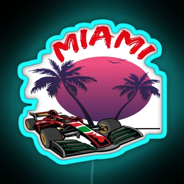 F 1 Miami Gp Aqua RGB Neon Sign