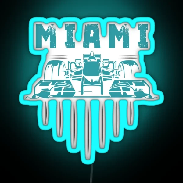 F 1 Miami Gp Aqua RGB Neon Sign