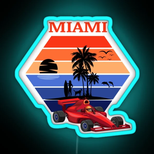 F 1 Miami Gp Aqua RGB Neon Sign