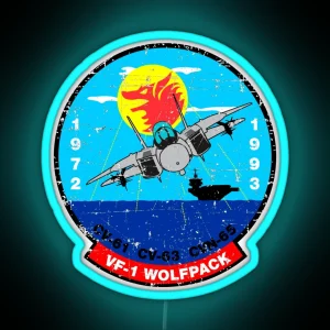 F 14 Tomcat VF 1 Wolfpack 1972 1993 Grunge Style RGB Neon Sign