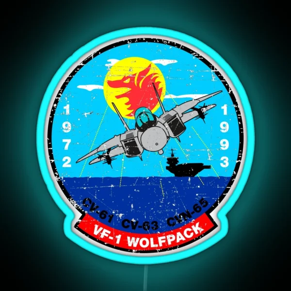 F 14 Tomcat VF 1 Wolfpack 1972 1993 Grunge RGB Neon Sign