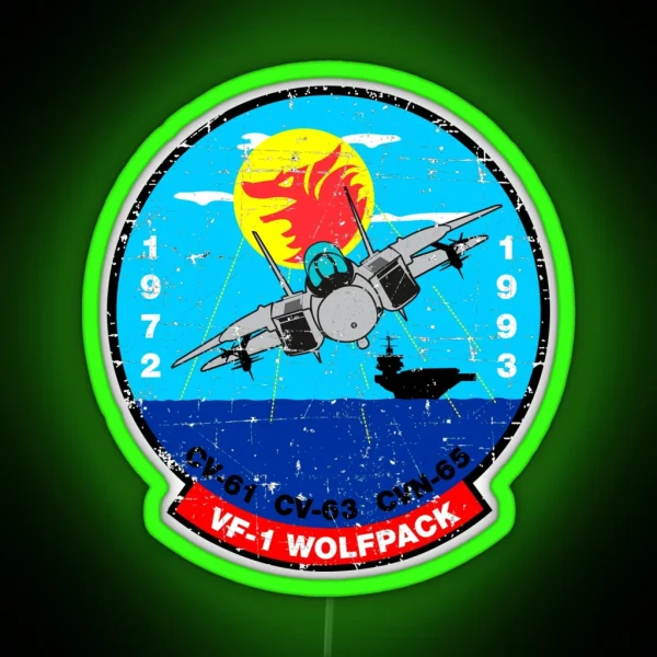 F 14 Tomcat VF 1 Wolfpack 1972 1993 Grunge RGB Neon Sign