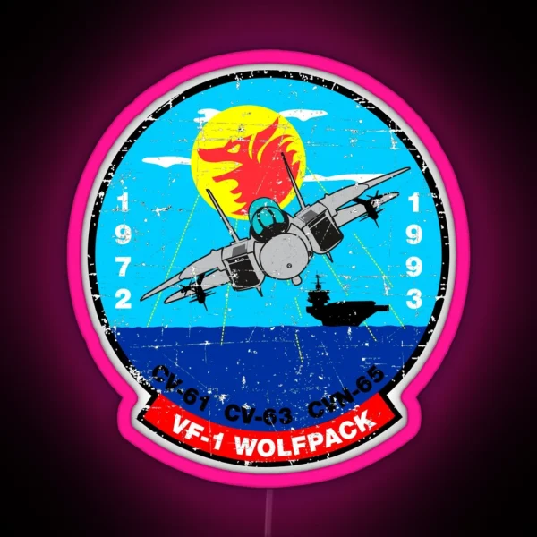 F 14 Tomcat VF 1 Wolfpack 1972 1993 Grunge RGB Neon Sign