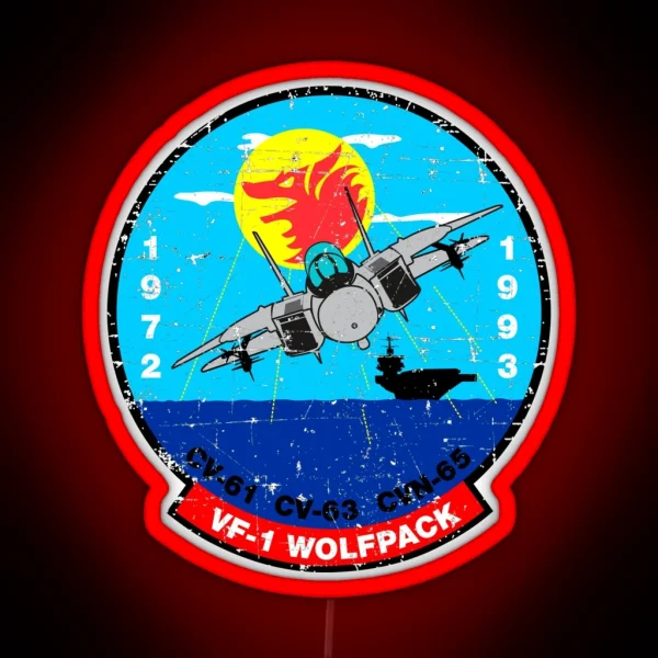F 14 Tomcat VF 1 Wolfpack 1972 1993 Grunge RGB Neon Sign