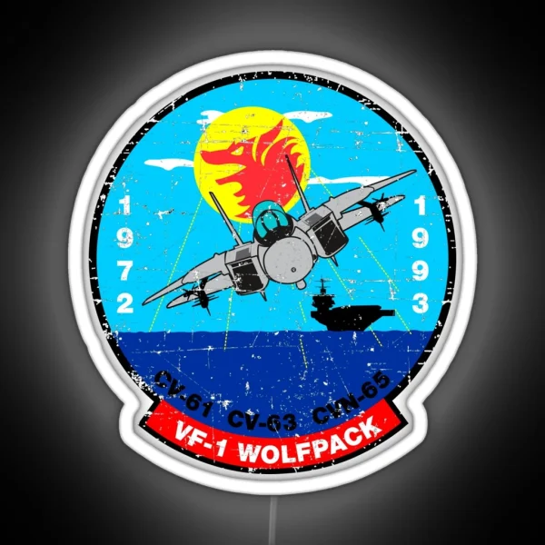 F 14 Tomcat VF 1 Wolfpack 1972 1993 Grunge RGB Neon Sign
