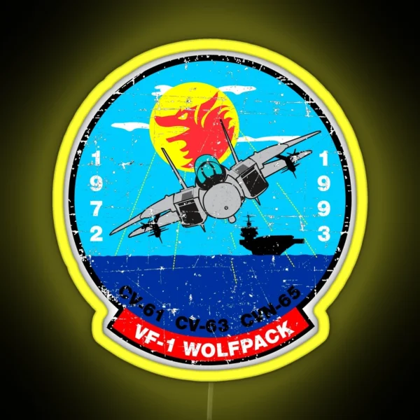 F 14 Tomcat VF 1 Wolfpack 1972 1993 Grunge RGB Neon Sign