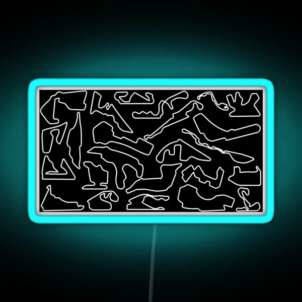 F1 2023 2024 Tracks Black RGB Neon Sign