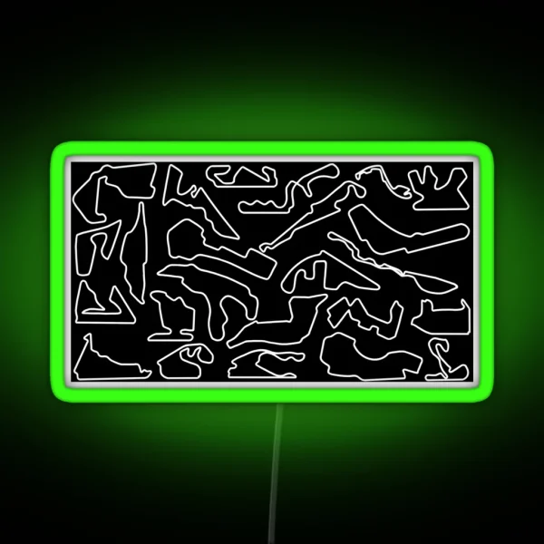 F1 2023 2024 Tracks Black RGB Neon Sign