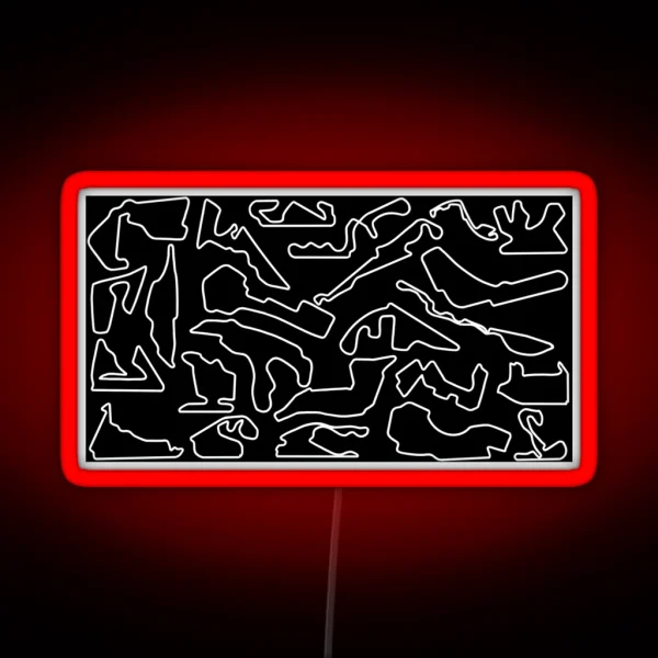F1 2023 2024 Tracks Black RGB Neon Sign