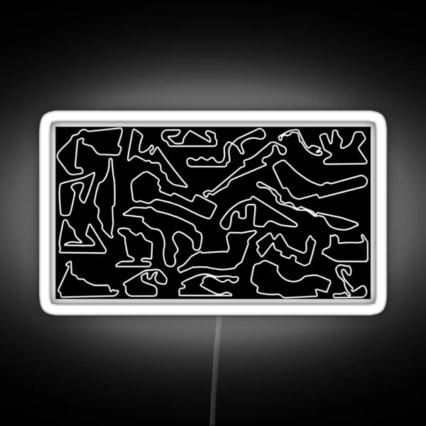 F1 2023 2024 Tracks Black RGB Neon Sign