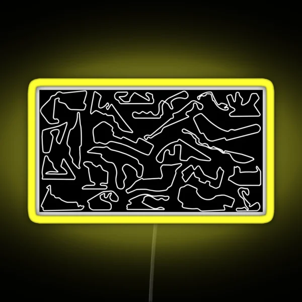 F1 2023 2024 Tracks Black RGB Neon Sign