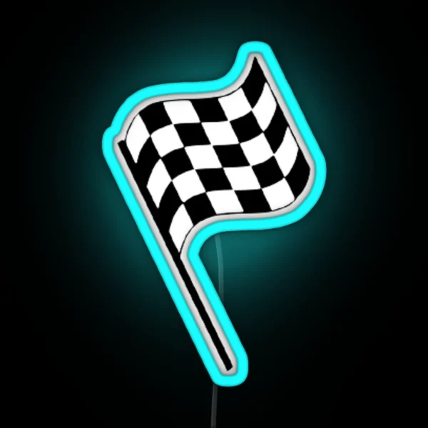 F1 Checkered Finish Line Flag Led RGB Neon Sign