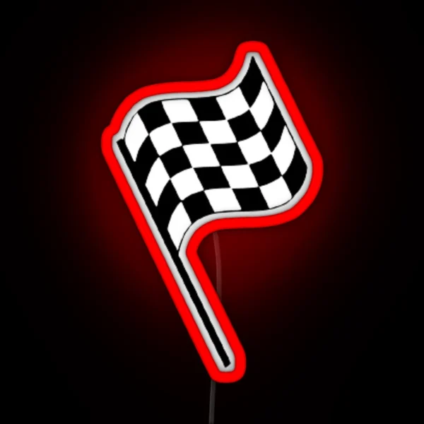 F1 Checkered Finish Line Flag Led RGB Neon Sign