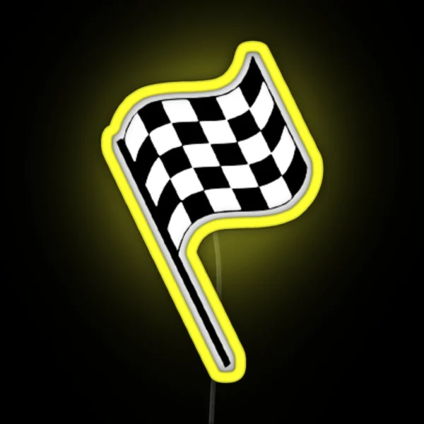 F1 Checkered Finish Line Flag Led RGB Neon Sign