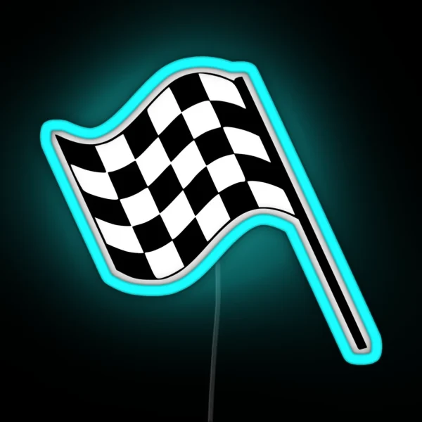 F1 Checkered Finish Line Flag RGB Neon Sign