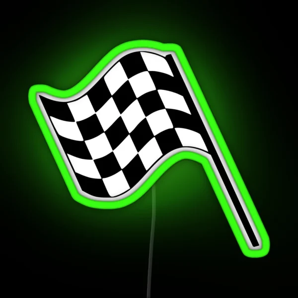 F1 Checkered Finish Line Flag RGB Neon Sign
