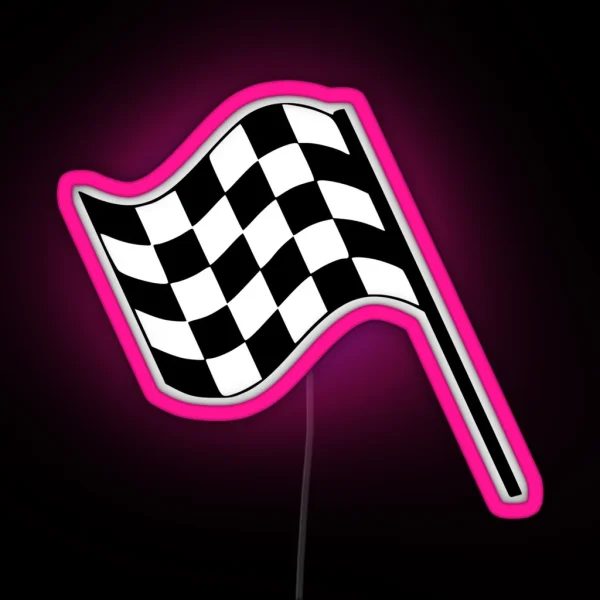 F1 Checkered Finish Line Flag RGB Neon Sign