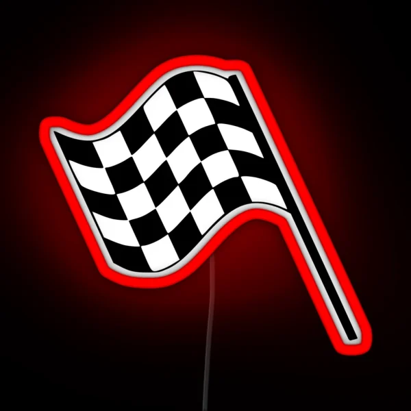 F1 Checkered Finish Line Flag RGB Neon Sign