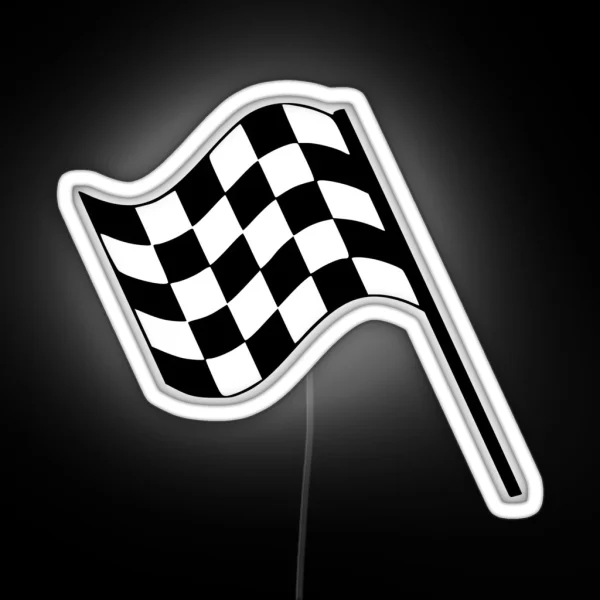 F1 Checkered Finish Line Flag RGB Neon Sign